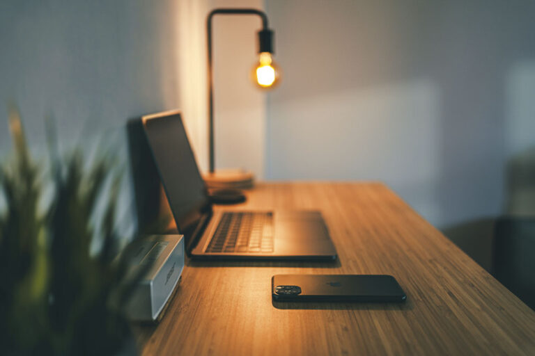 Laptop computer on a desk