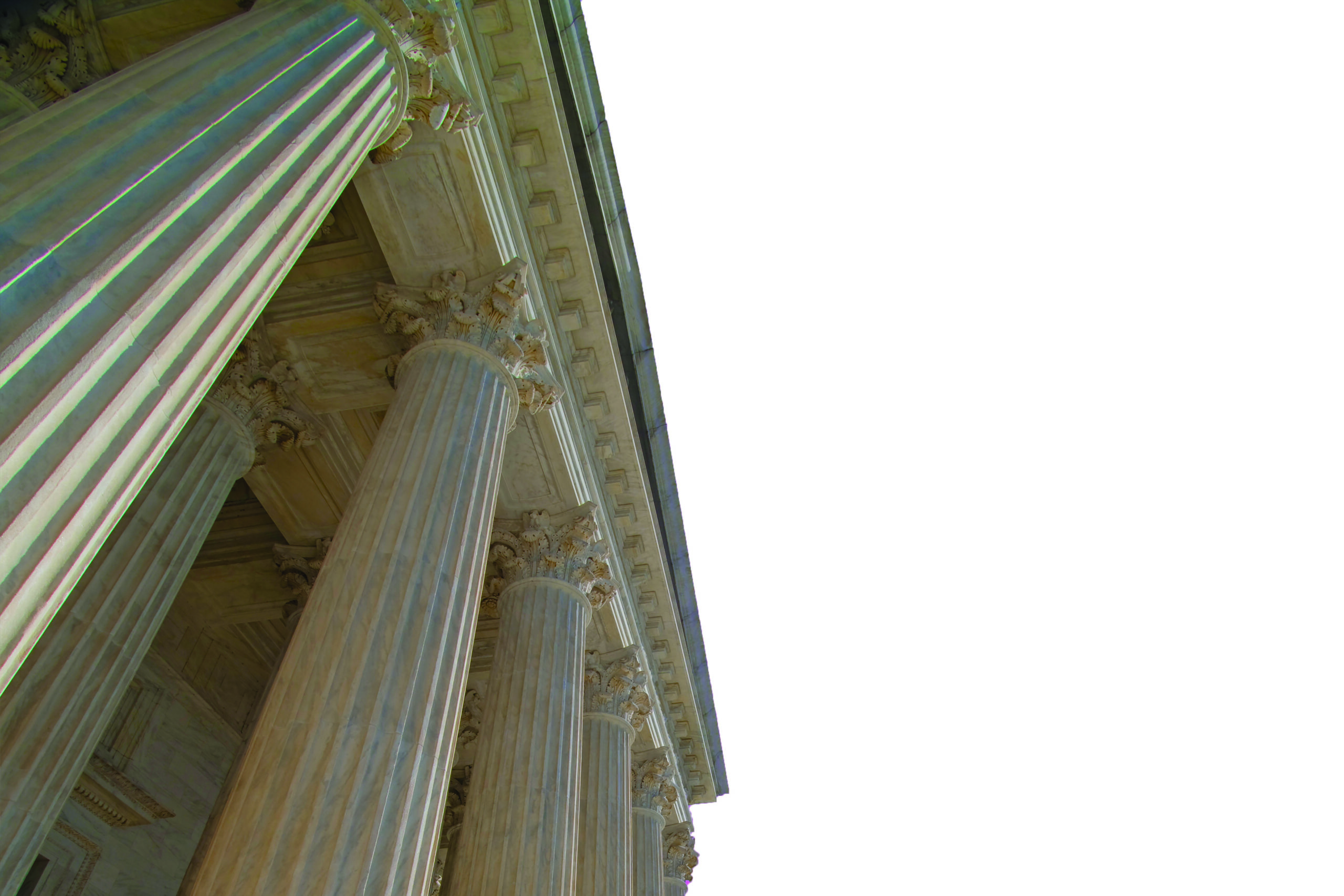 view of supreme court building from the group looking up