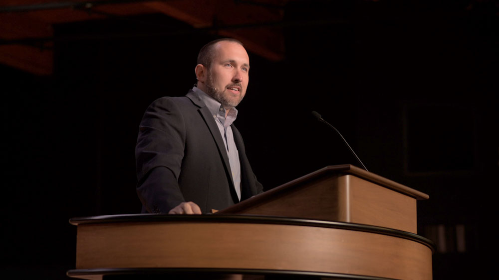 Bryan Murawski at chapel podium