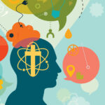 illustration of a human head sillouette surronded by a variety of thought and speech bubbles