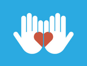 illustration of two open hands with a heart on them