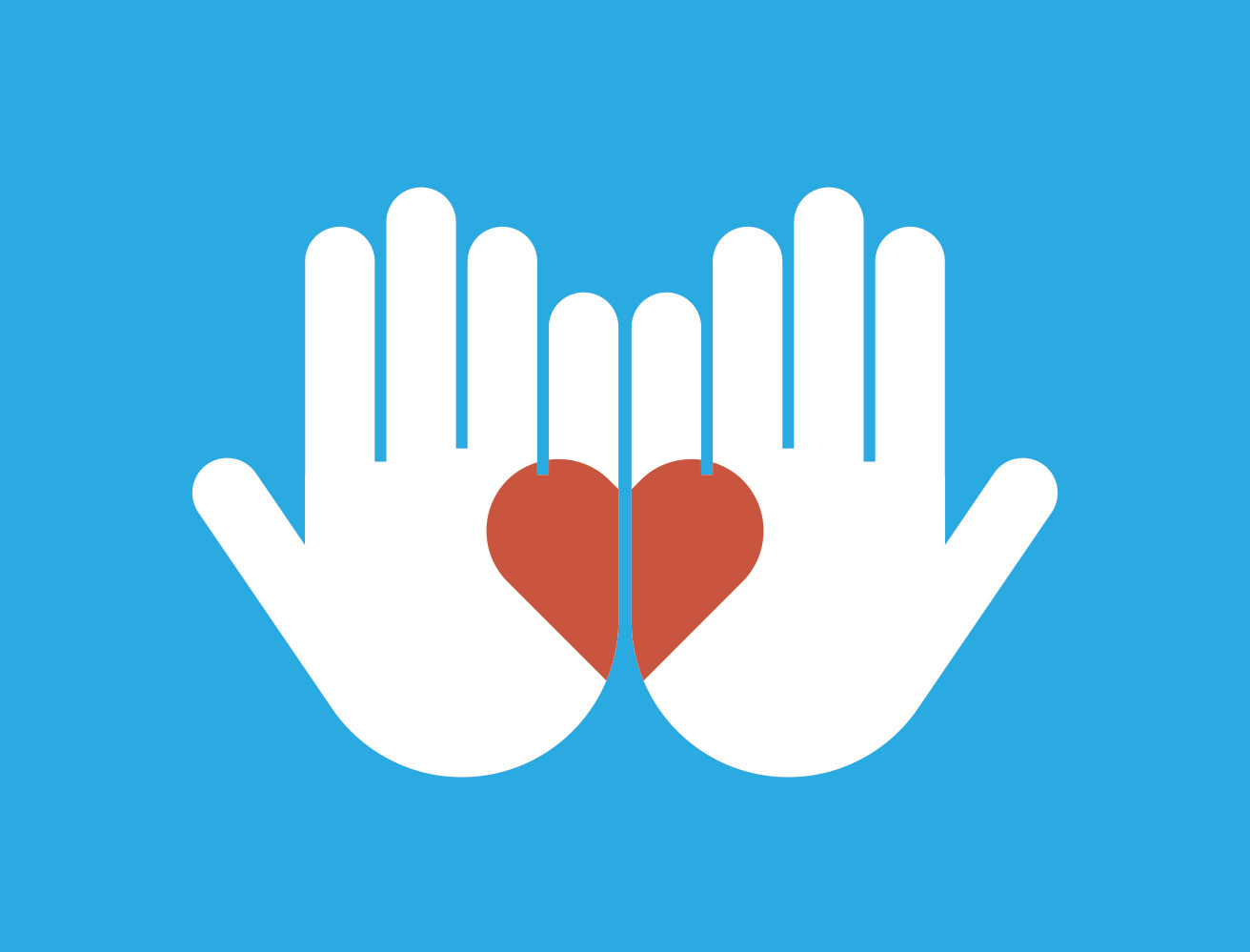 illustration of two open hands with a heart on them