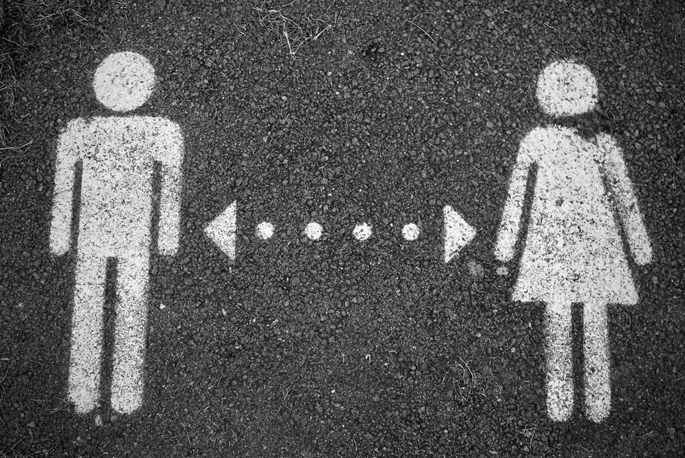 male and female stick figure outlines