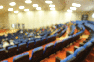 unfocused image of a lecture hall