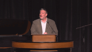 Jared Wilson behind chapel podium