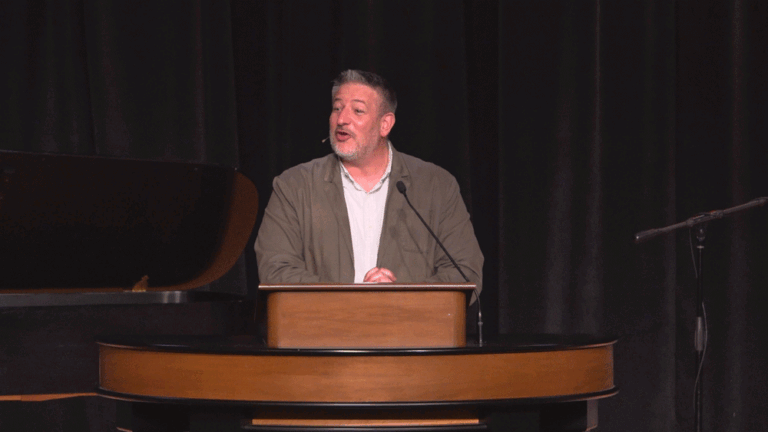 Jared Wilson behind chapel podium