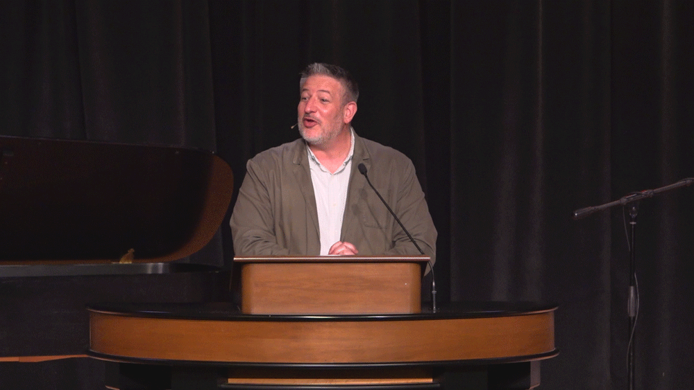 Jared Wilson behind chapel podium