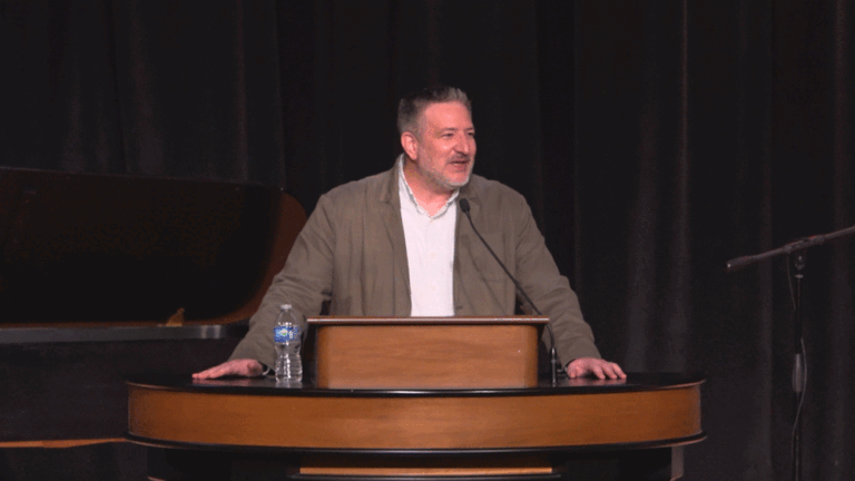 Jared Wilson behind chapel podium