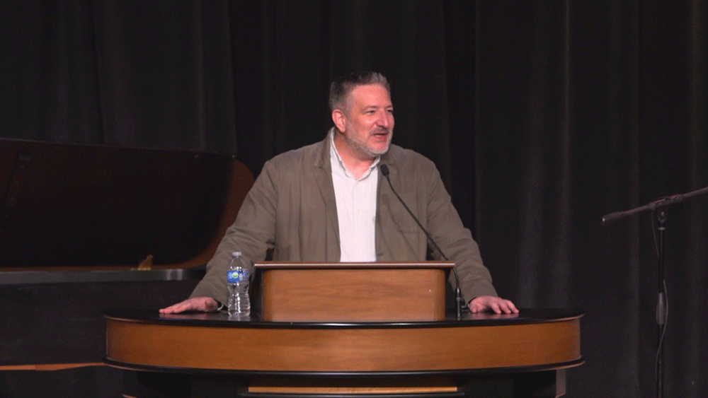 Jared Wilson behind chapel podium